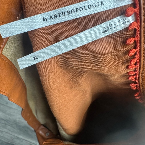 Anthropologie brown Faux Leather Shirt XL - Picture 6 of 12